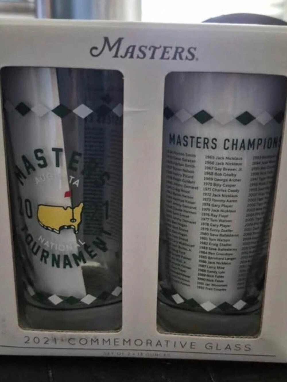 Masters Tournament 2021 Commemorative Glass Set - White & Green